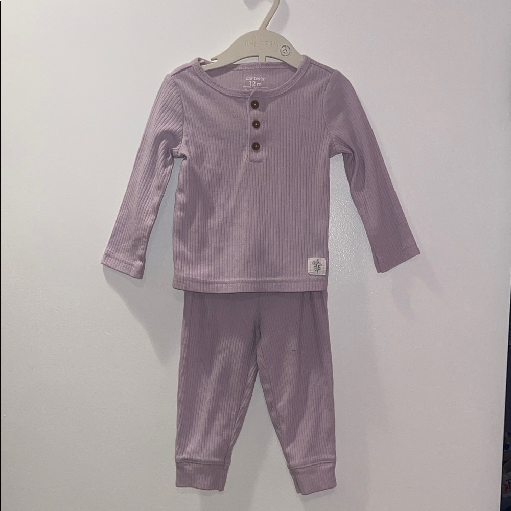 Carter’s Lavender Collection Baby Girl Loungewear Sweat Comfy Set Ribbed